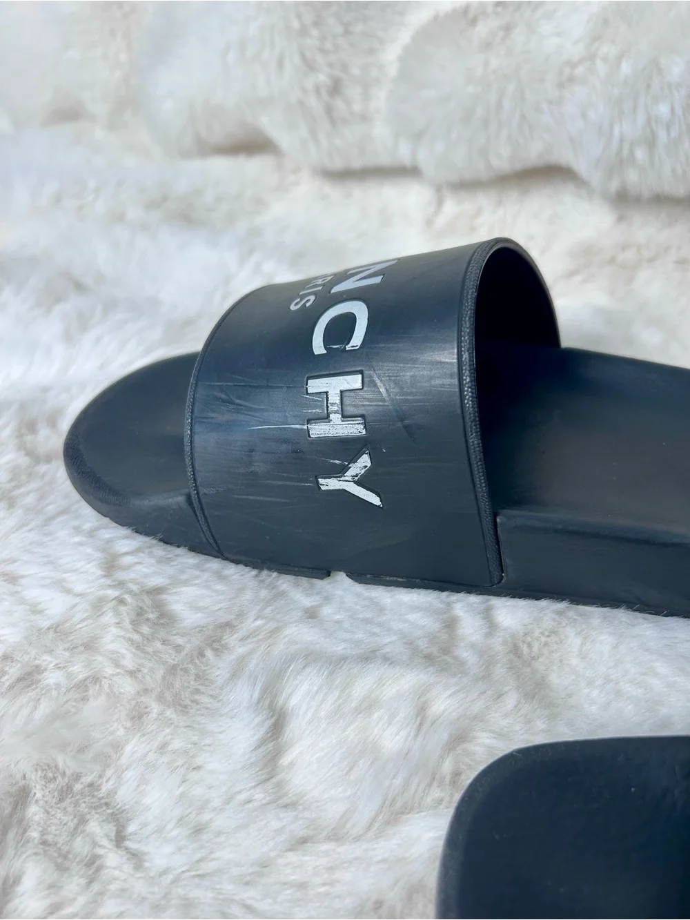 Givenchy Paris Black Logo Rubber Slides Sandals Size 43